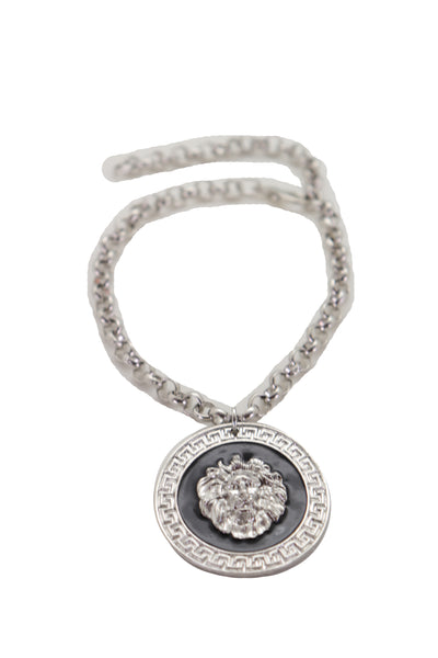 Brand New Women Silver Metal Chain Boot Bracelet Shoe Lion Coin Medallion Charm Sexy