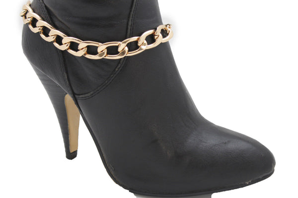 Gold / Silver Metal Chunky Boot Chain Bracelet Links Anklet Shoe Charm Hot Women Fashion - alwaystyle4you - 12
