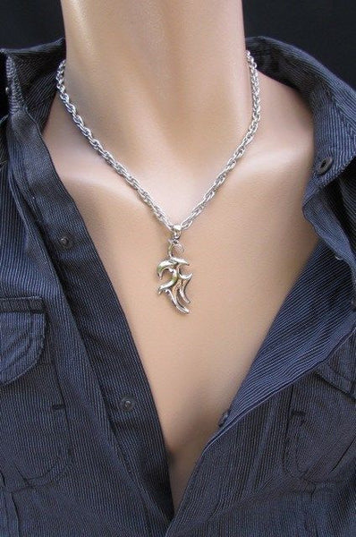 Chic Trendy Style Silver Chain Necklace Trible Pendant New Men Fashion #1 - alwaystyle4you - 3