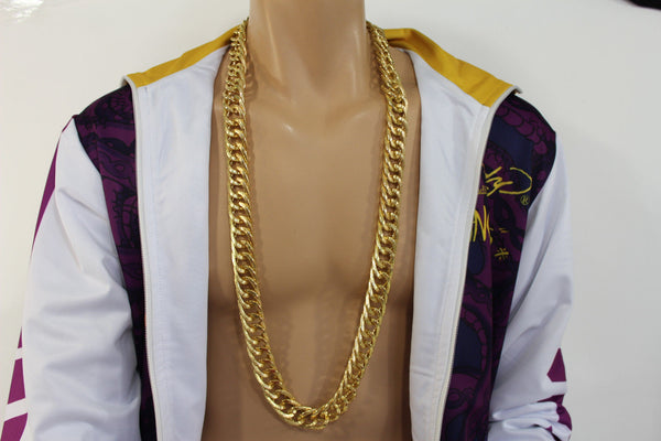 Gold Metal Chain Links Extra Long Necklace New Men Chunky Gangster Hip Hop Biker Fashion - alwaystyle4you - 8