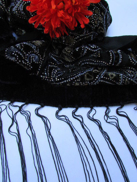 Women Scarf Black Multi Colors Big Flowers Faux Velvet European Stylish Shades - alwaystyle4you - 11