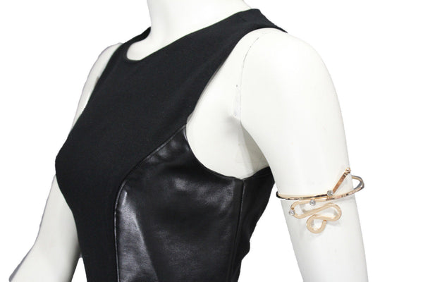 Gold Metal Cuff High Arm Bracelet Wrap Around Retro Silver Rhinestones New Women Fashion Jewelry - alwaystyle4you - 11