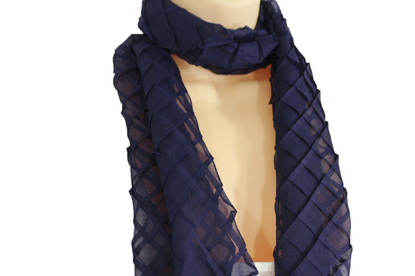 Blue Purple Green Red White Brown New Women Fashion Long Neck Scarf Soft Fabric Tie Wrap Geometric Mosaic Plaid - alwaystyle4you - 11