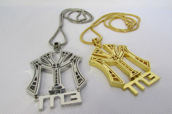 Gold Silver Metal Chains Long Fashion Necklace Large MY ENT Pendant New Men Biker Fashion - alwaystyle4you - 16