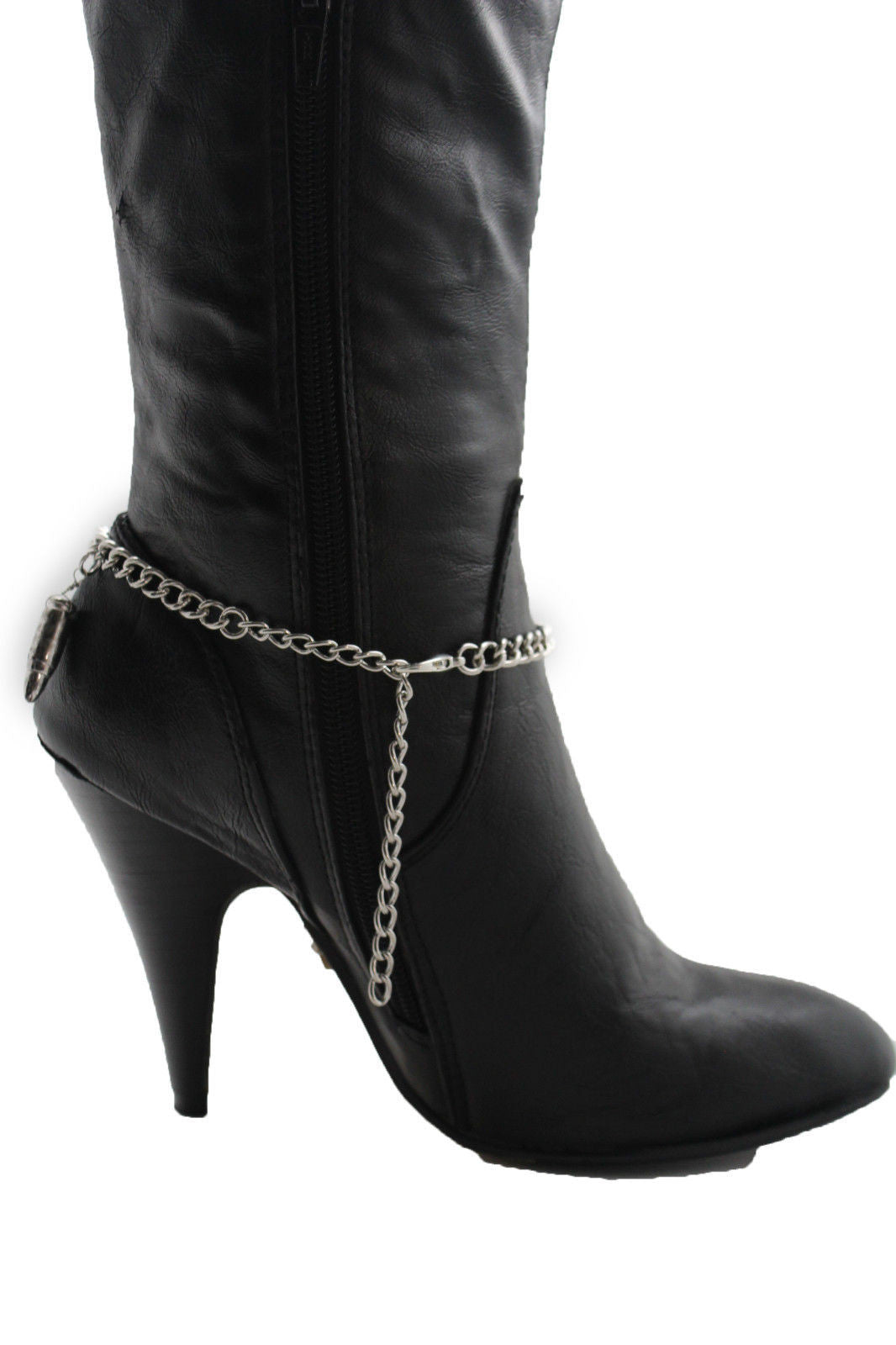 Silver Metal Boot Chain Bracelet Multi Gun Bullets Anklet Shoe Charm N
