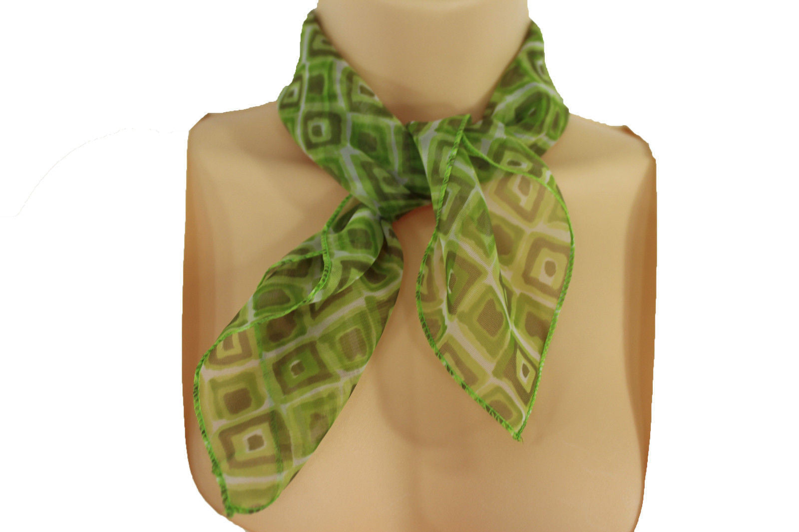 Green Blue Small Neck Scarf Fabric Geometric Square Print Pocket Square New Women Fashion - alwaystyle4you - 17
