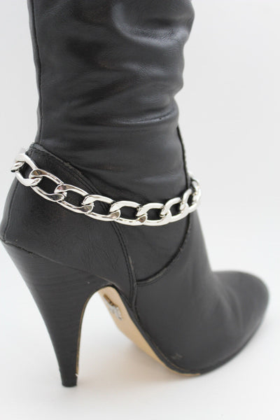 Gold / Silver Metal Chunky Boot Chain Bracelet Links Anklet Shoe Charm Hot Women Fashion - alwaystyle4you - 2
