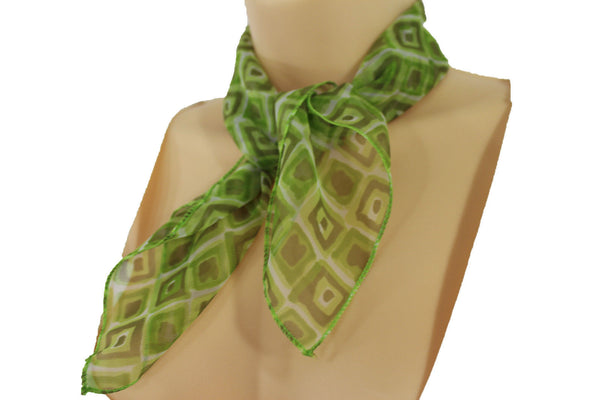 Green Blue Small Neck Scarf Fabric Geometric Square Print Pocket Square New Women Fashion - alwaystyle4you - 19