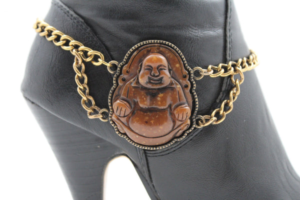 Gold Metal Boot Chain Bracelet Fat Buddha India Anklet Bohemian Shoe Charm New Women - alwaystyle4you - 5