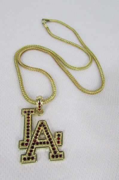 Gold Silver Pewter Metal Chains 25" Long Necklace Pewter Big LA Pendant New Men Fashion - alwaystyle4you - 15