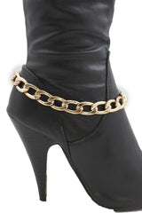 Gold / Silver Metal Chunky Boot Chain Bracelet Links Anklet Shoe Charm Hot Women Fashion - alwaystyle4you - 4
