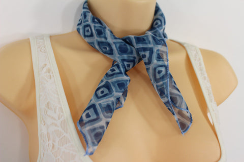 Green Blue Small Neck Scarf Fabric Geometric Square Print Pocket Square New Women Fashion - alwaystyle4you - 1