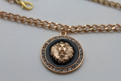 Gold / Sikver Metal Boot Chains Bracelet  Black Big Lion Head Round Coin Anklet Shoe Charm New Women Western Fashion accessories - alwaystyle4you - 4