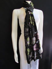 Black Long Fabric Neck Scarf Metallic Big Flowers Faux Velvet New Women Fashion Fashion - alwaystyle4you - 2