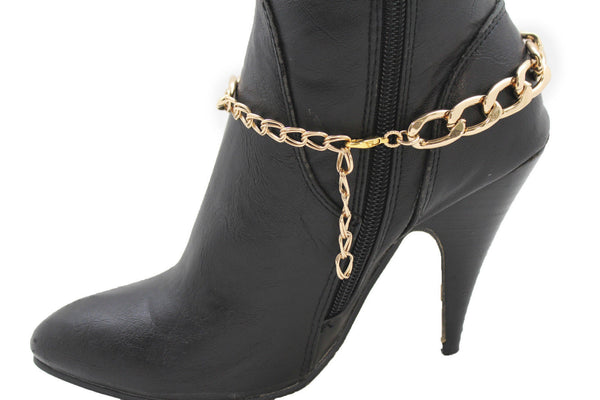 Gold / Silver Metal Chunky Boot Chain Bracelet Links Anklet Shoe Charm Hot Women Fashion - alwaystyle4you - 5