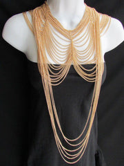 Long Gold / Silver Two Elegant Necklaces + Earring Set Thin Links New Women Fashion Jewelry - alwaystyle4you - 4