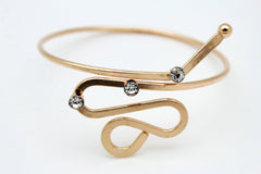 Gold Metal Cuff High Arm Bracelet Wrap Around Retro Silver Rhinestones New Women Fashion Jewelry - alwaystyle4you - 3