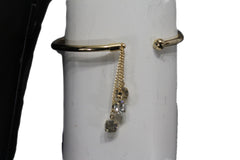 Gold Metal High Arm Cuff Bracelet Skinny Wrap Around Drop Women Fashion Jewelry - alwaystyle4you - 1