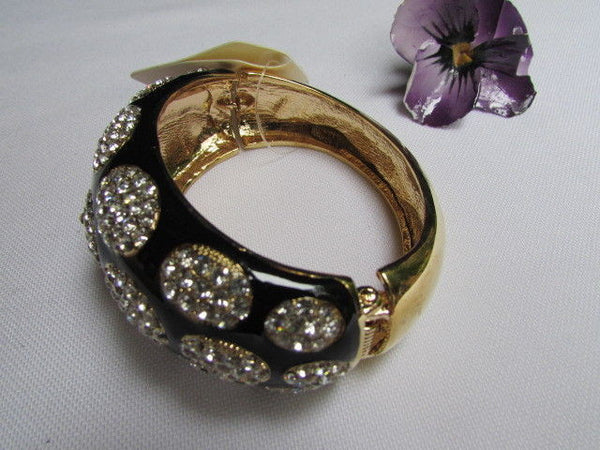 Gold Metal Wide Bracelet Black Animal Print Silver Rhinestone New Women Fashion Jewelry Accessories - alwaystyle4you - 6