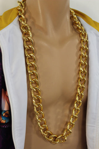 Chunky Metal Thick Chain Links Heavy Long Necklace Gold Hip Hop New Men Biker Fashion - alwaystyle4you - 1