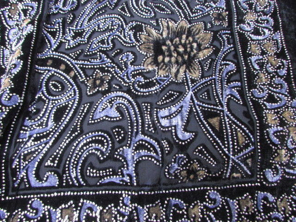 Women Scarf Black Multi Colors Big Flowers Faux Velvet European Stylish Shades - alwaystyle4you - 4