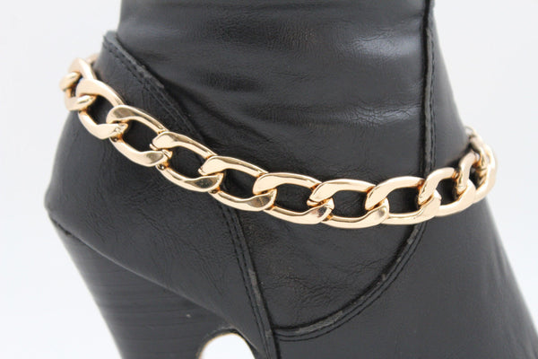 Gold / Silver Metal Chunky Boot Chain Bracelet Links Anklet Shoe Charm Hot Women Fashion
