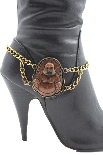 Gold Metal Boot Chain Bracelet Fat Buddha India Anklet Bohemian Shoe Charm New Women - alwaystyle4you - 4