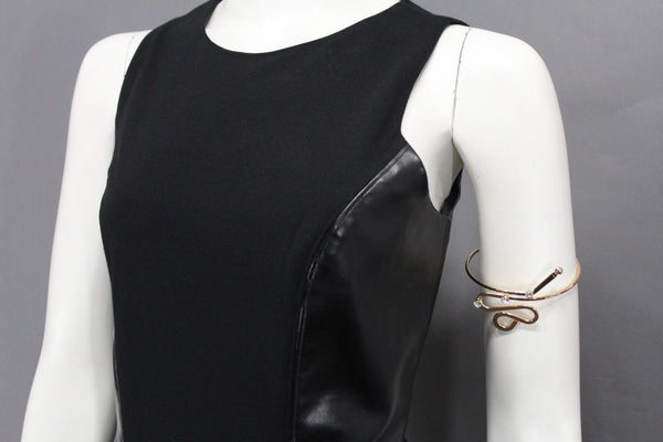 Gold Metal Cuff High Arm Bracelet Wrap Around Retro Silver Rhinestones New Women Fashion Jewelry - alwaystyle4you - 5