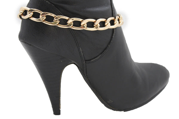 Gold / Silver Metal Chunky Boot Chain Bracelet Links Anklet Shoe Charm Hot Women Fashion - alwaystyle4you - 7