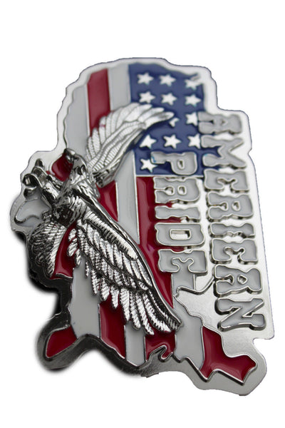 Men Western Fashion Belt Buckle Silver Metal USA Flag American Pride Eagle State - alwaystyle4you - 6