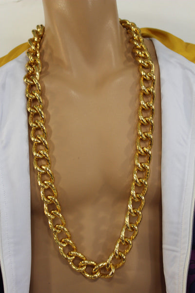 Chunky Metal Thick Chain Links Heavy Long Necklace Gold Hip Hop New Men Biker Fashion - alwaystyle4you - 10