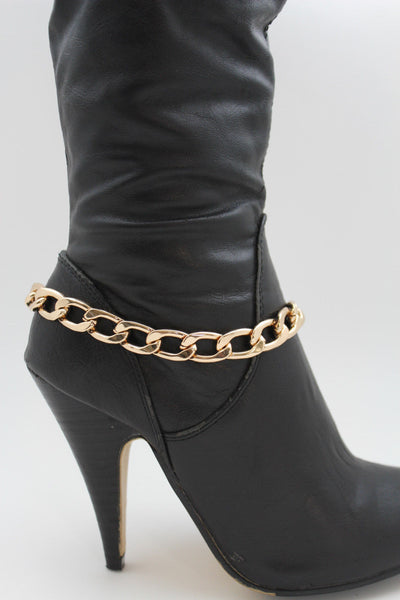 Gold / Silver Metal Chunky Boot Chain Bracelet Links Anklet Shoe Charm Hot Women Fashion - alwaystyle4you - 1