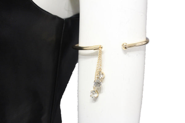 Gold Metal High Arm Cuff Bracelet Skinny Wrap Around Drop New Women Fashion Jewelry - alwaystyle4you - 8