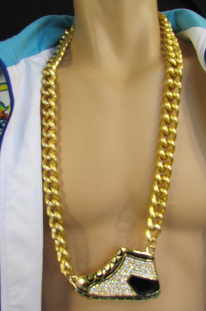 Long Gold Necklace Basketball Sneaker Tennis Shoe Pendant Hip Pop Men Design - alwaystyle4you - 1