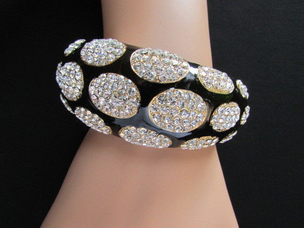 Gold Metal Wide Bracelet Black Animal Print Silver Rhinestone New Women Fashion Jewelry Accessories - alwaystyle4you - 10