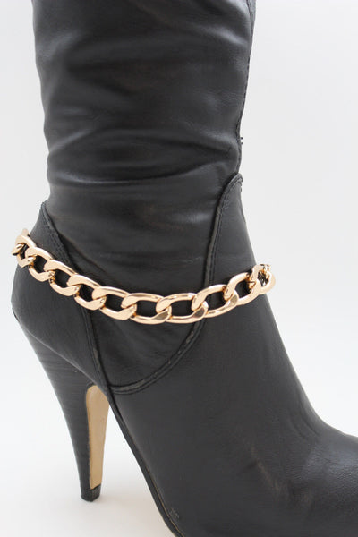 Gold / Silver Metal Chunky Boot Chain Bracelet Links Anklet Shoe Charm Hot Women Fashion - alwaystyle4you - 10