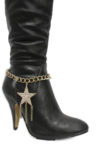 Gold Silver Metal Chain Big Falling Star Anklet Shoe Charm New Women Western Boot Bracelet - alwaystyle4you - 13