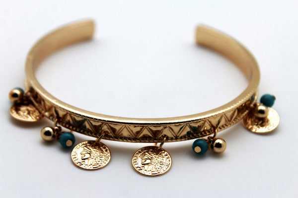 Gold Metal High Arm Cuff Bracelet Skinny Wrap Around Coins New Women Fashion Jewelry - alwaystyle4you - 3