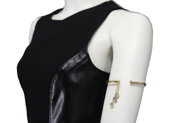 Gold Metal High Arm Cuff Bracelet Skinny Wrap Around Drop New Women Fashion Jewelry - alwaystyle4you - 10