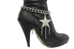 Gold Silver Metal Chain Big Falling Star Anklet Shoe Charm New Women Western Boot Bracelet - alwaystyle4you - 10