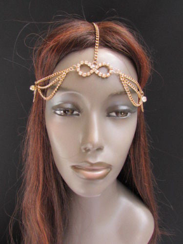 Gold Metal Head Band Forehead Hair Jewelry Infinity Sing Women Fashion  Wedding Accessories