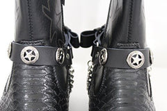 Star Black Faux Leather Boot Straps (Pair)
