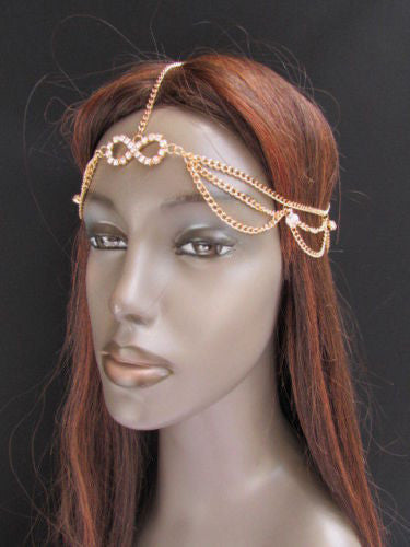 Gold Metal Head Band Forehead Hair Jewelry Infinity Sing Women Fashion  Wedding Accessories