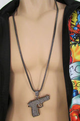 Pewter Metal Necklace Big Pistol Gun Pendant Hip Hop New Men Fashion Gangster Style - alwaystyle4you - 2