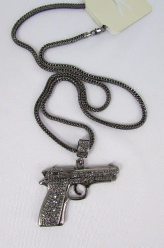 Pewter Metal Necklace Big Pistol Gun Pendant Hip Hop New Men Fashion Gangster Style - alwaystyle4you - 4