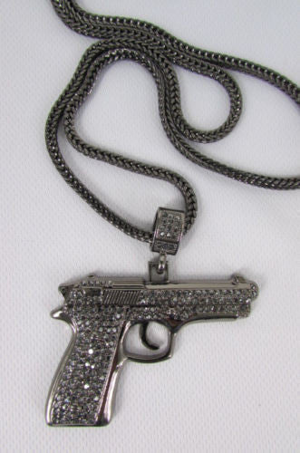 Pewter Metal Necklace Big Pistol Gun Pendant Hip Hop New Men Fashion Gangster Style - alwaystyle4you - 6
