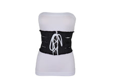 Wide Tie Corset Black Denim Jeans Fashion High Waist Belt Fit Size S