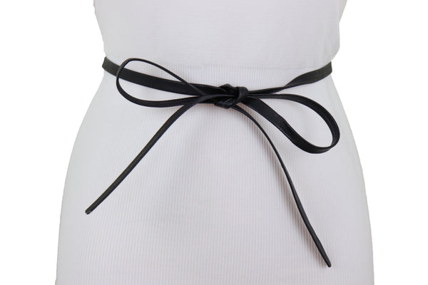 Brand New Women Black Wrap Around Wide Fabric Tie Kimono Bling Fashion Belt Fit Size S M