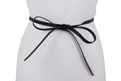 Black Wrap Around Wide Fabric Tie Kimono Bling Fashion Belt Fit Size S M
