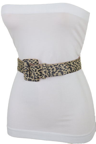 Brand New Women Faux Leather Strap Black Beige Leopard Fashion Hip Waist Belt Cheetah S M